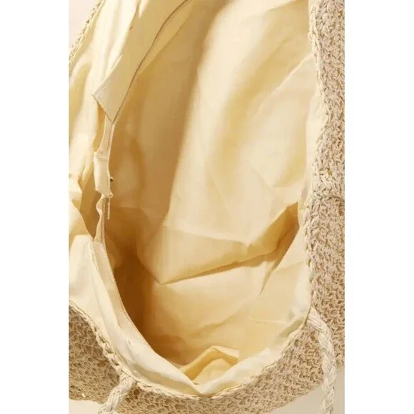 Fame Straw Knit Tote Bag Totes